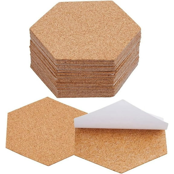 50Pcs Self Adhesive Cork Board Backings Cork Coaster Bottoms 4 Inch Thin Cup Mat Coasters Backs Sheets Tiles for Thin Drinks Coasters Cork Board Supplies DIY Crafts Making Decoration DIY