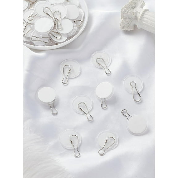 50Pcs Self-Adhesive Hooks Ceiling Discs Clear Round Hooks Removable Wall Sticky Hooks Removable Wall Hanger Sticky Hooks for Holiday Wedding Ceiling Decorations White