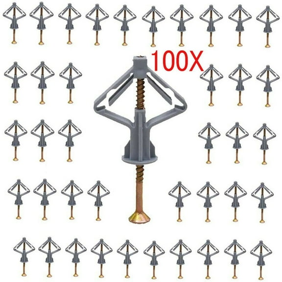 50Pcs Self-Drilling Drywall Anchor Kit - Hollow Wall Anchors With Screws Plastic Anchor Bolt Anti-Rotation Structure