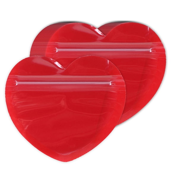 50Pcs Self Sealing Jewelry Pouches Heart Shape Bag Jewelry Durable Zipper Lock Pouch Convenient Cookie Packaging Bag