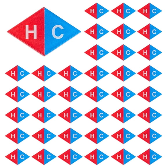 50Pcs Self Stick Hot Cold Signs Red Blue Acrylic Hot Cold Identification Label 0.7x1.1 Inch Water Temperature Marking Stickers