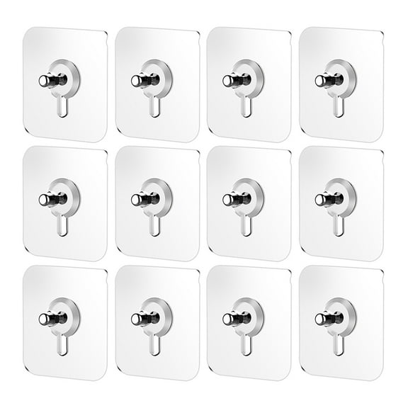 FONDOTIN 50Pcs Self-Adhesive Acrylic Screw Hooks for Kitchen, Bathroom, Wall, Easy to Install and