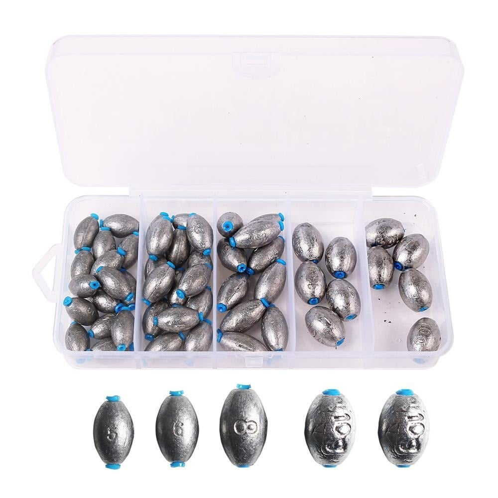 50Pcs Egg Shaped Fishing Weights Sinkers Kit Assortment for Salty