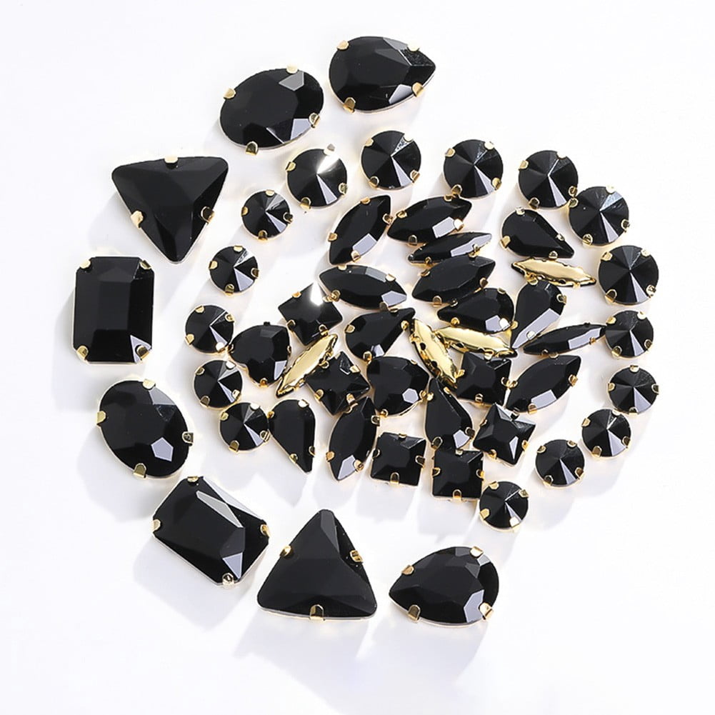 Setiangon Shape 50Pcs Shape Random Mix Gold Claw Setting Rhinestone For Wedding Dress ...