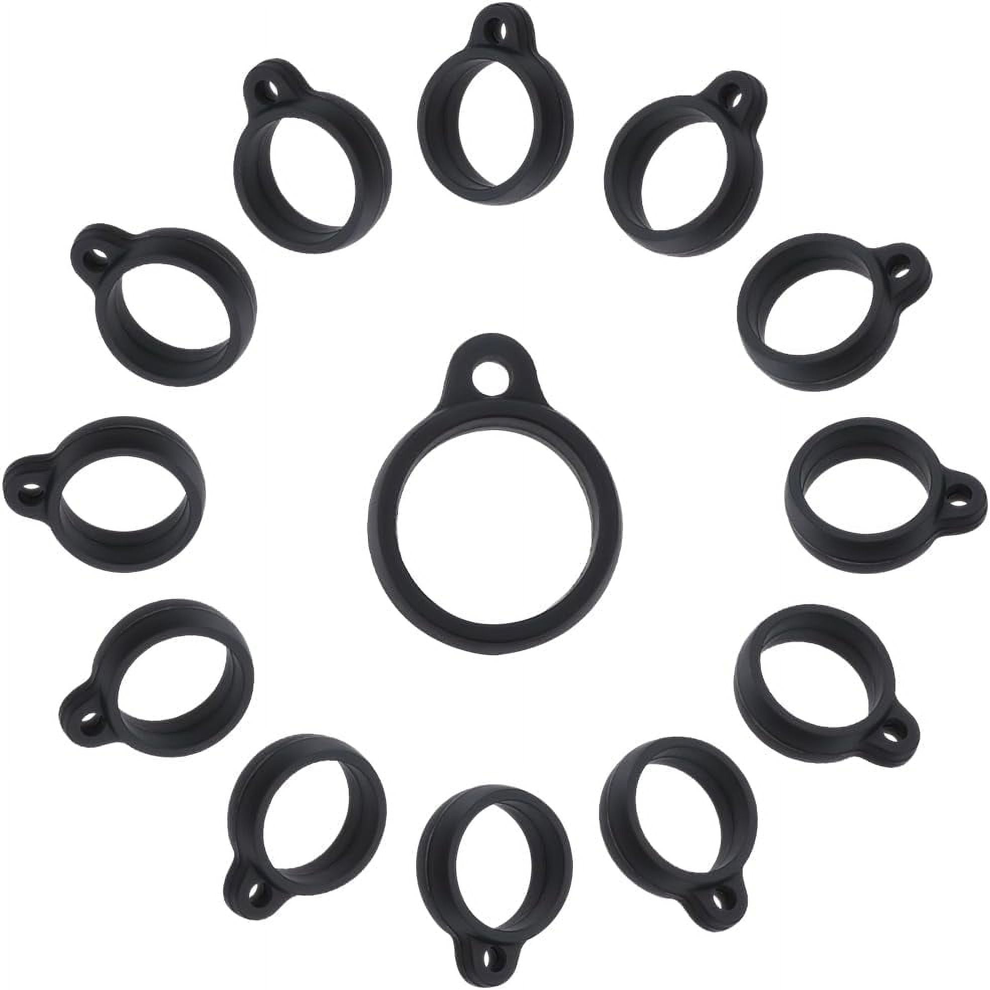 50Pcs Silicone Rubber Rings Anti-Lost Black Adjustable Ring Holder 13mm ...