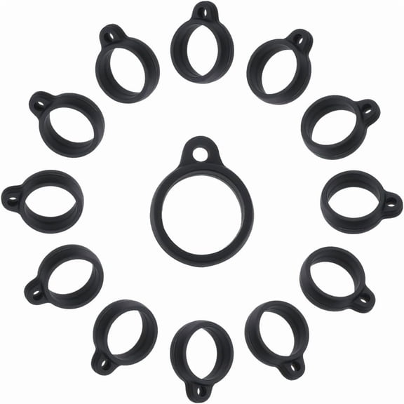 50Pcs Silicone Rubber Rings Anti-Lost Black Adjustable Ring Holder 13mm Multipurpose Cases Necklace Lanyard Replacement Pendant Carrying Kit for Pens Keychains Office Sport