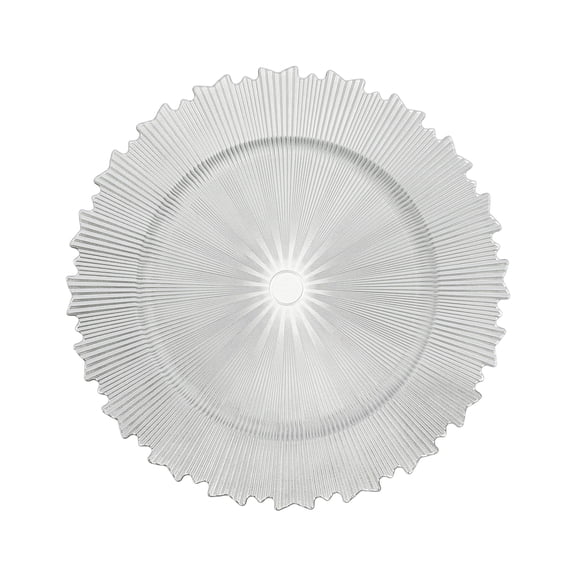 50Pcs Silver Charger Plates, 13 inch Fluted Edge Chargers for Dinner Plates, Decorative Dinner Embossed Set, Reusable Serving Plate Set for Parties, Holidays, Weddings, Banquets, Hotels