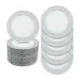 thumbnail image 1 of 50Pcs Silver Charger Plates Bulk, 13" Antique Charger Plates Set with Embossed Rim Reusable Serving Round Plate for Wedding Party Event Tableware (White Background with Silver Rim), 1 of 17