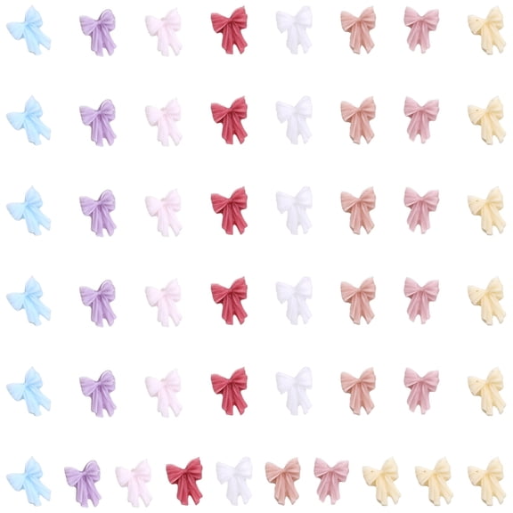 50Pcs Simple Bowknot Nail Charms 3D Resin Ribbon Bows Manicure Accessories