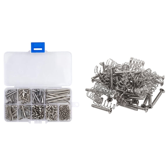 50Pcs Single Coil Pickup Screws & Adjust Height Springs & 204 Pcs Guitar Screw Kit 9 Types Assortment Set with Springs