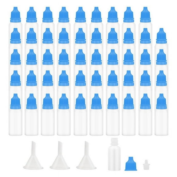 50Pcs Small Empty Squeeze Dropper Bottles Plastic Thin Tip Dropper Bottles 15ML Portable Squeezable Liquid Dropper Blue