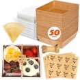 thumbnail image 1 of 50Pcs Small Kraft Charcuterie Boxes with Clear Lids - Paper Mini Appetizer Plates for Sandwich, Cookie, Sushi, Cake Slice, and Strawberries, 1 of 6