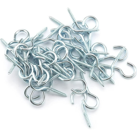 50Pcs Small Screw Eye Hooks 1.18" Length Galvanized Iron Screw-in Hanger Eye-Shape Ring Hooks 30mm Self Tapping Screws for Home Office Hanging Plants Blue Tone