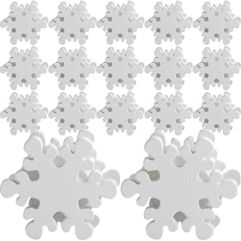 50pcs Snowflake Shape Wood Beads Christmas DIY Beads Pendant Making Beads Garland DIY Beads, Women's, Size: 2.2X2.2X1.2CM, White