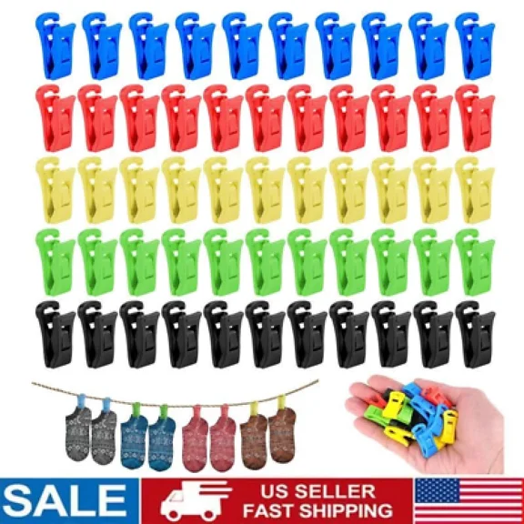 50Pcs Sock Clips For Washing Machine And Dryer With Hook For Normal Washing Line
