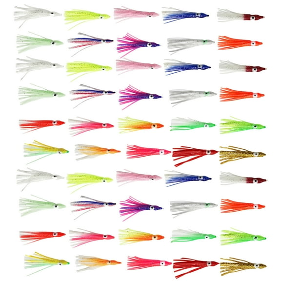 50Pcs Soft Fishing Lures Squid Skirts Baits Artificial Baits Glow Fishing Lures for Trout Fishing Accessory