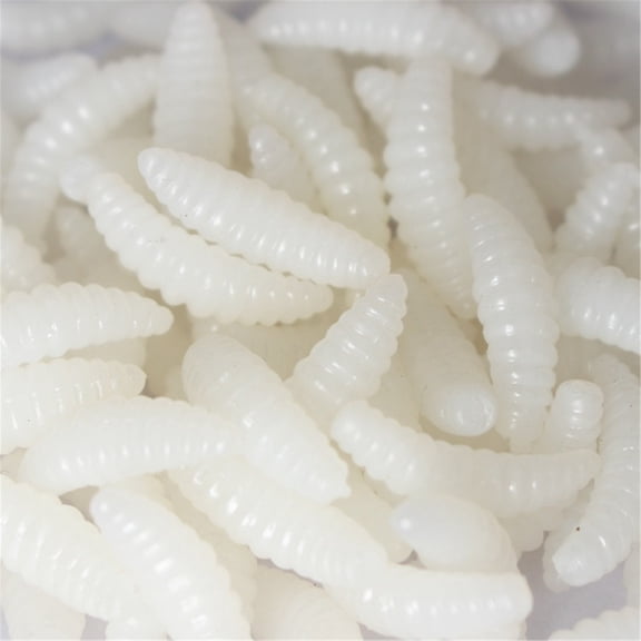 50Pcs Soft Silicone Maggots Earthworms Baits Soft Artificial Bread Maggots Fishing Lures Artificial Baits Jigging