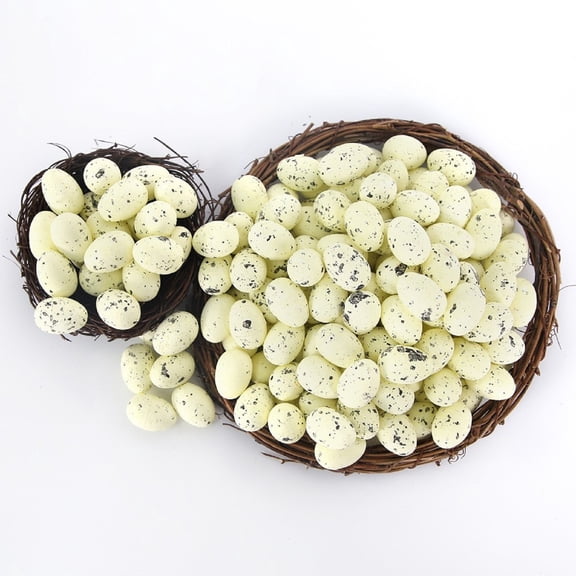 50Pcs Solid Foam Easter Eggs 1.8cm, Lightweight Easter Egg Fillers & Easter Eggs for Crafts, Mini Fake Eggs for Basket Stuffers, Vase Fillers Spring Holiday DIY Happy Easter Decorations(Beige)