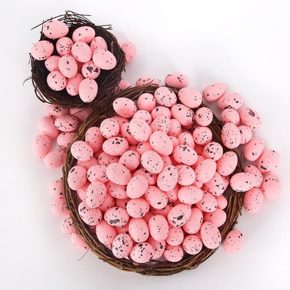 50Pcs Solid Foam Easter Eggs 1.8cm, Lightweight Easter Egg Fillers & Easter Eggs for Crafts, Mini Fake Eggs for Basket Stuffers, Vase Fillers Spring Holiday DIY Happy Easter Decorations(Pink)