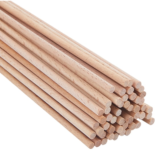 50Pcs Solid Wood Rod Wood Craft Rod 7.87x0.12 Inch Unfinished Natural Wood Rods Dowel Rod Hardwood Sticks Wooden Dowels