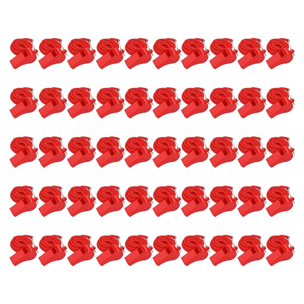 50Pcs Sports Whistles with Lanyard Loud Crisps Sound Football Referee Whistles for Coaches, Referees