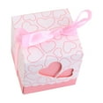 thumbnail image 1 of 50Pcs Square Shape Wedding Birthday Party Favor Chocolate Candy Gift Boxes with Ribbon Pink, 1 of 2