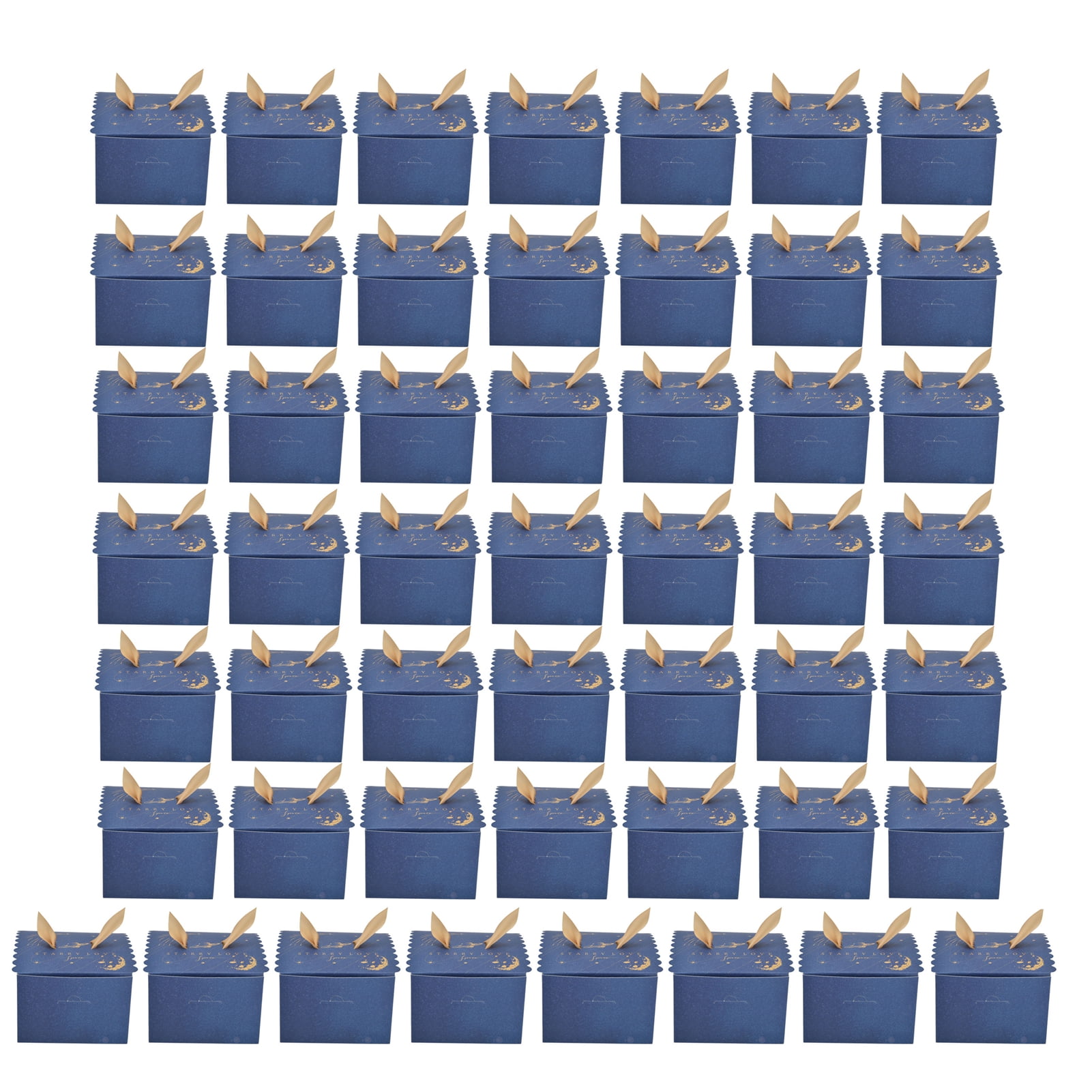 50Pcs Square Wedding Candy Box with Golden Ribbon Innovative Paperboard