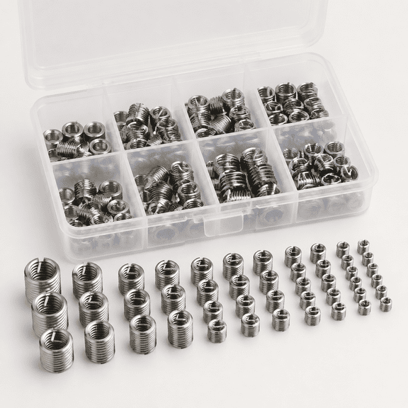 50Pcs Stainless Steel Inner Thread Self Tapping Thread Inserts Set, Reinforce Repair Tool with Storage Case, M3/M4/M5/M6/M8/M10