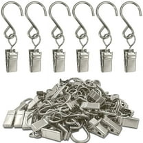 50Pcs Stainless Steel S Hooks Curtain Clips, Hanging Party Lights Clips, Camping Tents, Courtyards Decoration,Silver