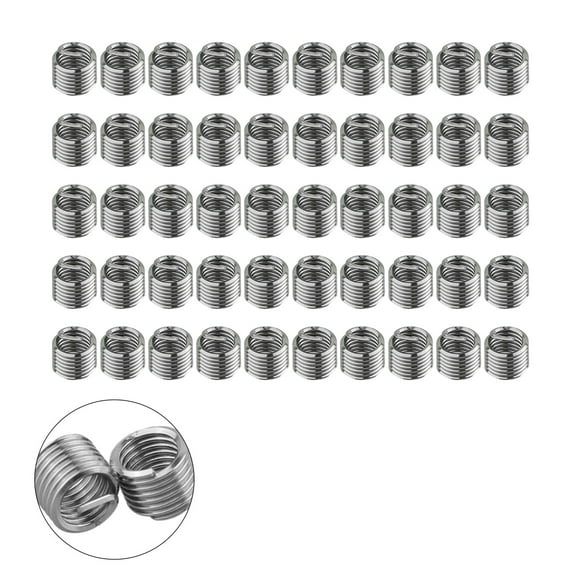 50Pcs Stainless Steel Wire Thread Insert M6 X 1.0 1.5D Insert Helicoil Wire Thread Inserts Thread Repairing Set Fangkenuo