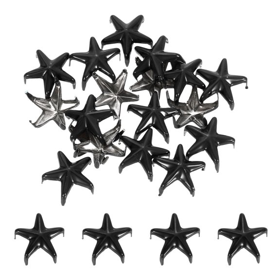 50Pcs Star Studs Rivets, 10mm Metal 5-Claw Nailhead Punk Rivet Stud, Black