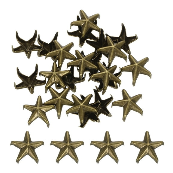 50Pcs Star Studs Rivets, 10mm Metal 5-Claw Nailhead Punk Rivet Stud, Bronze