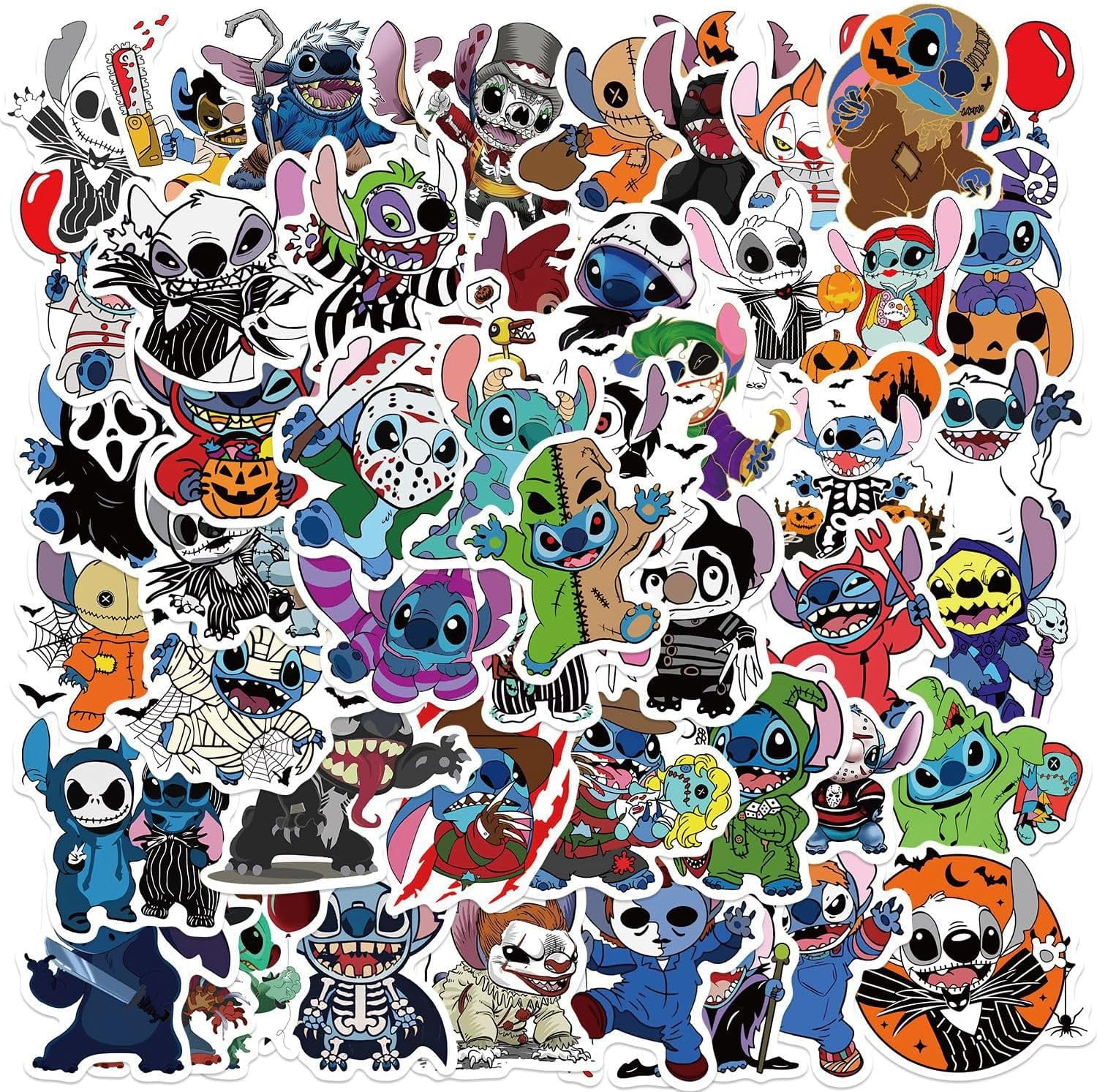 50Pcs Stitch Happy Halloween Stickers Pack, Kids Cartoon Birthday Party