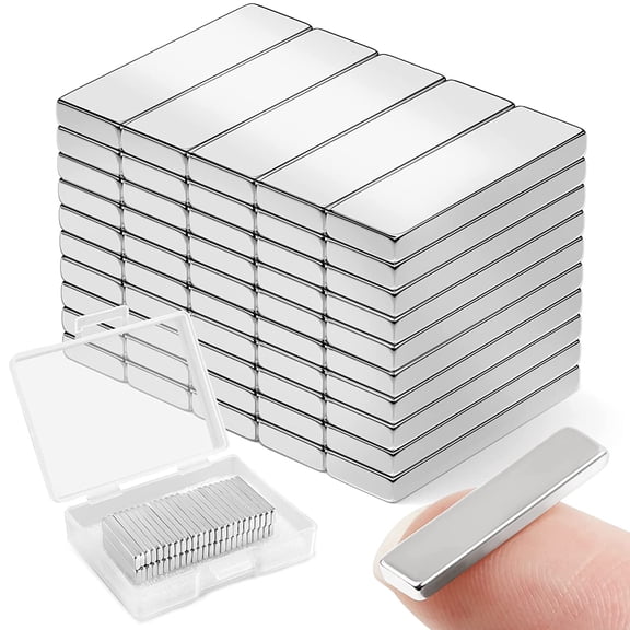 50Pcs Strong Neodymium Magnets Bar, 20x5x2mm Heavy Duty Rare Earth Magnets, Rectangular Magnetic Small Powerful Bar for Crafts Kitchen DIY Tool Storage Science Office
