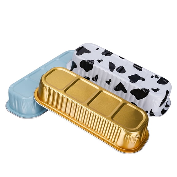 50Pcs Sturdy Aluminum Foil Loaf Pans with Lids Stackable Disposable Pudding Cups for Mini Cakes and Desserts, Light Blue