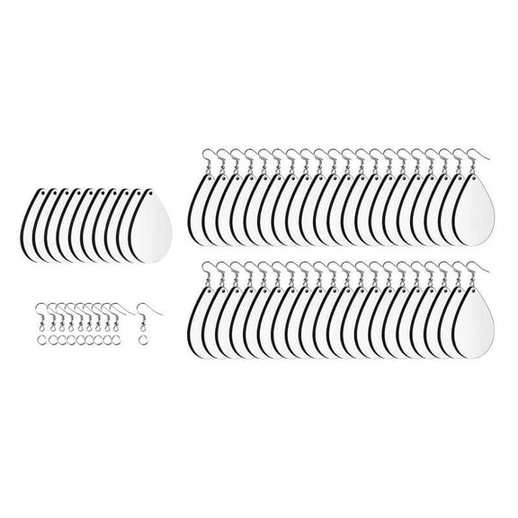 50Pcs Sublimation Blank Earrings, Unfinished Printing Teardrop Heat Transfer Earring Pendant with Earring Hooks and Jump Rings for