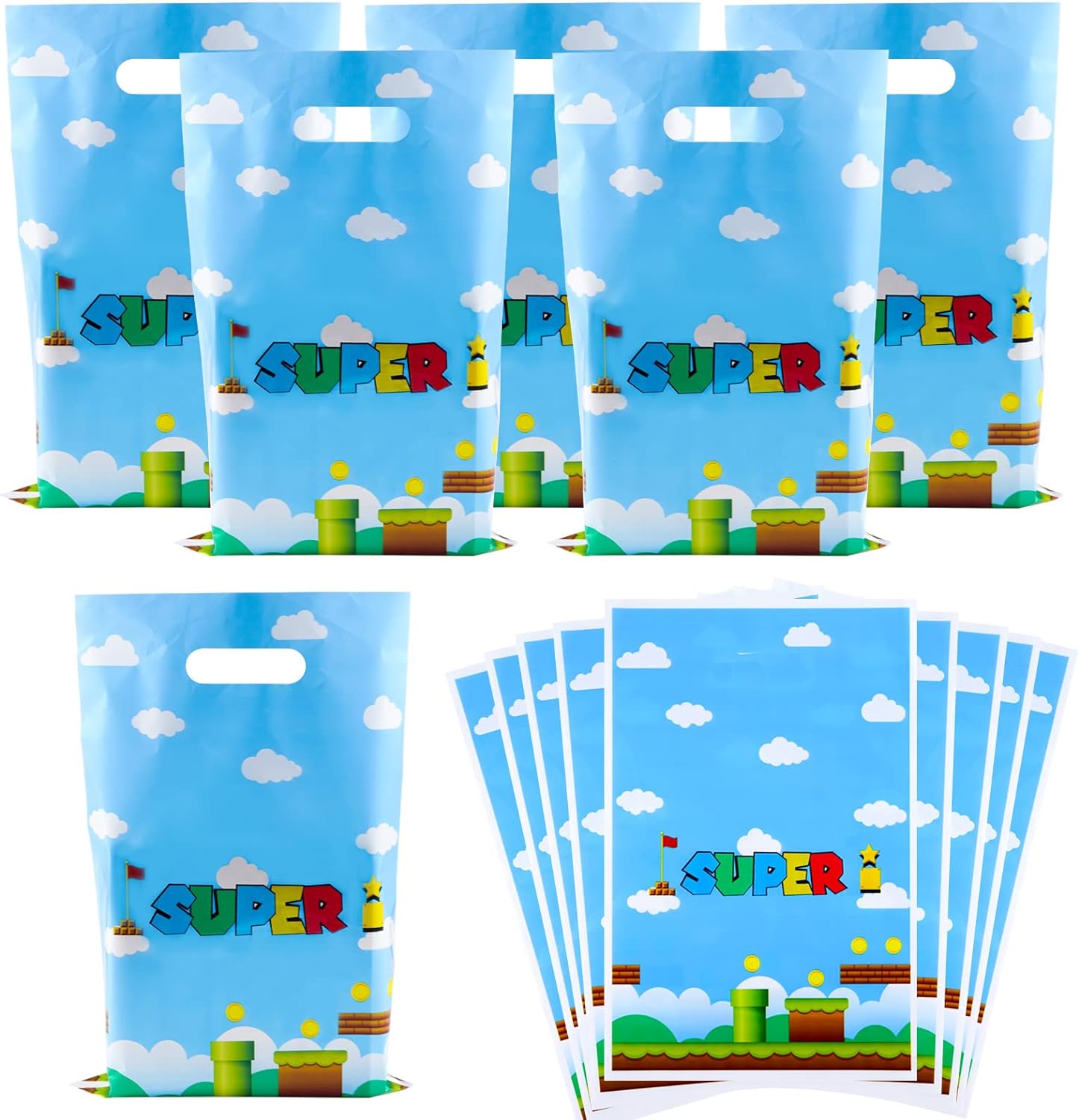 50Pcs Super Brothers Party Gift Bags Video Game Themed Candy Treat