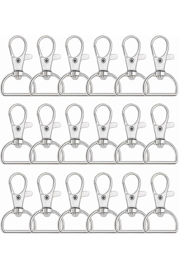 50Pcs Swivel Clasp Hooks D Ring Key Chain Clips, Metal Lobster Claw Clasps Trigger Clip Lanyard Snap Hook for Keychains Making Purse Hardware DIY Crafts 1 Inch Silver