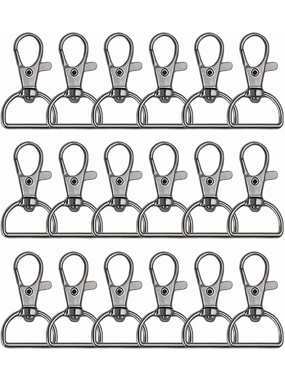 50Pcs Swivel Clasp Hooks D Ring Key Chain Clips, Metal Lobster Claw Clasps Trigger Clip Lanyard Snap Hook for Keychains Making Purse Hardware DIY Crafts 1 Inch Silver