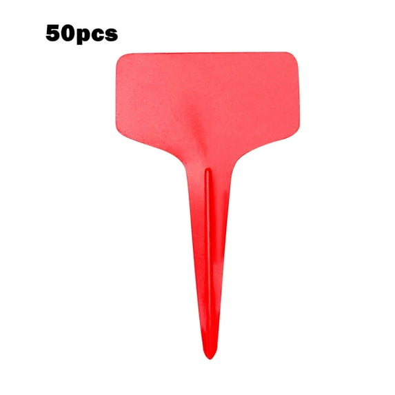 50Pcs T-Type Plant Tags，Waterproof Thick Plastic Plant Makers，6 x10cm Nursery Garden Labels(Red)