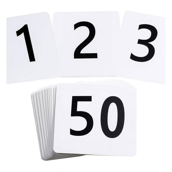 50Pcs Table Numbers 1-50, 3.7x4 Inch Table Numbers, Double Sided Table Number Cards - for Wedding Reception Restaurant