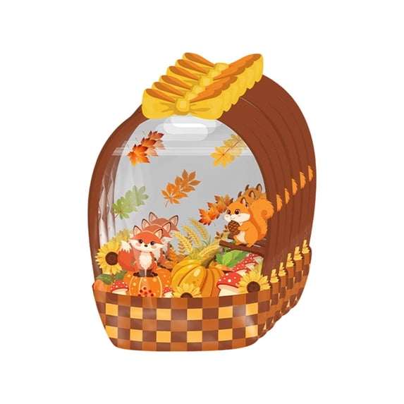 50Pcs Thanksgiving Fall Treat Candy Bags,Reusable Clear Zipper Pouches For Autumn Harvest Party Favors