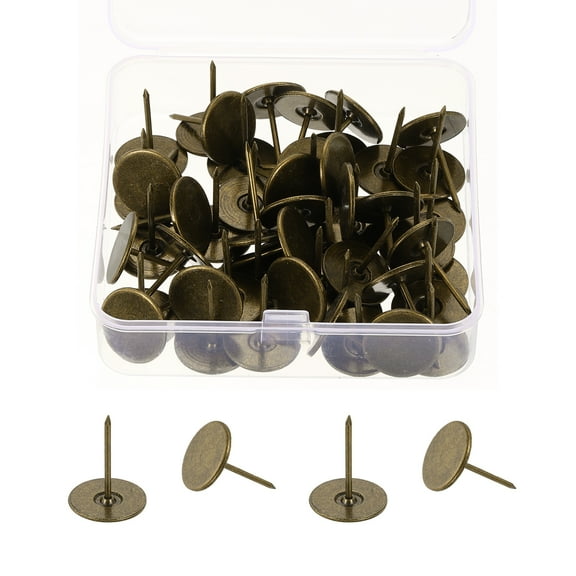 50Pcs Thumb Tacks, 3/4"x1" Flat Head Upholstery Push Pins, Bronze