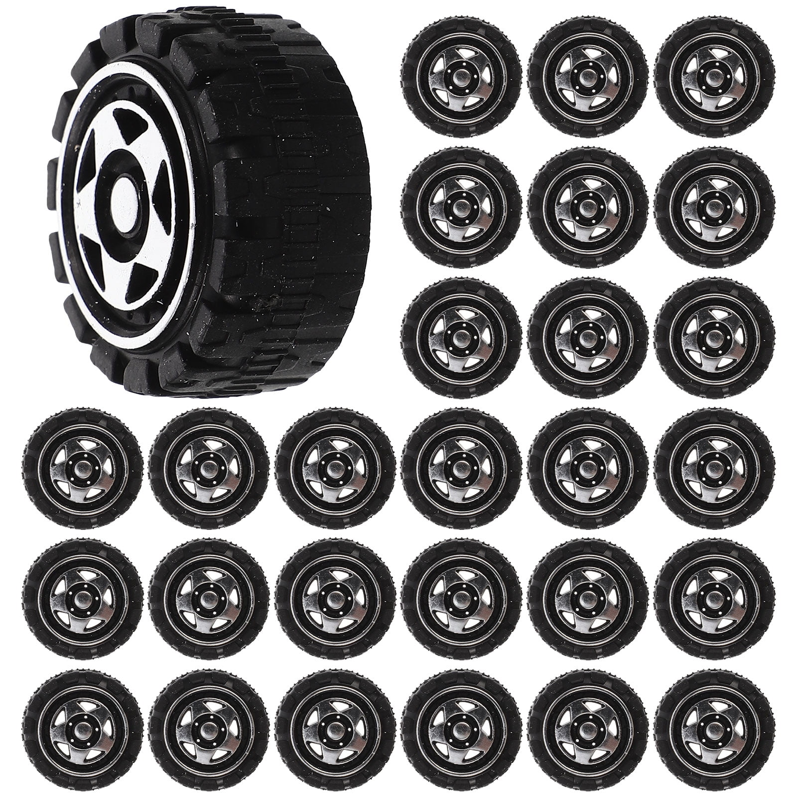 50Pcs Toy Wheels Toy Car Wheels Replacement Car Wheels DIY Car Assemble Wheels Kids Playthings