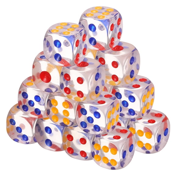 50Pcs Translucent Polyhedral Dice 16mm Square Dice W Rounded Edge, Multicolor