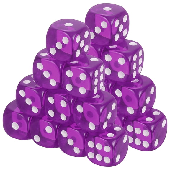 50Pcs Translucent Polyhedral Dice 16mm Square Dice W Rounded Edge, Purple