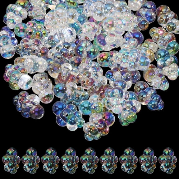 50Pcs Transparent Acrylic Beads UV Reactive Iridescent Cloud Clear 18x25x13mm Hole: 2.5mm for Handmade