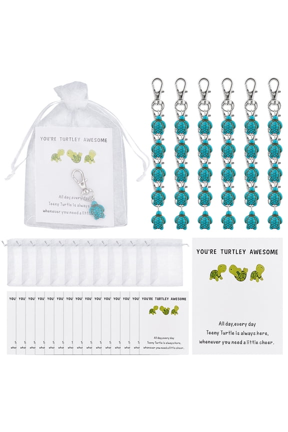 50Pcs Travel Turtle Keychain Inspirational Gifts Encouragement Card Bulk Good Luck Small Sea Turtle Keyring Lucky Little Turtles Keychains with