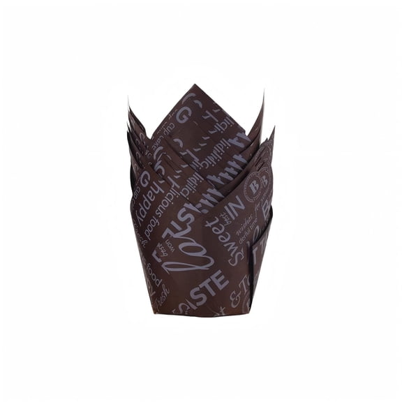 50Pcs Tulip Cake Baking Cups, Paper Cupcake Liners, Printed Muffin Wrappers, Non-stick Baking Cup, Disposable Pastry Holders, Cake Decorating Supply for Baking Cupcake,Brownie and Serving Desserts