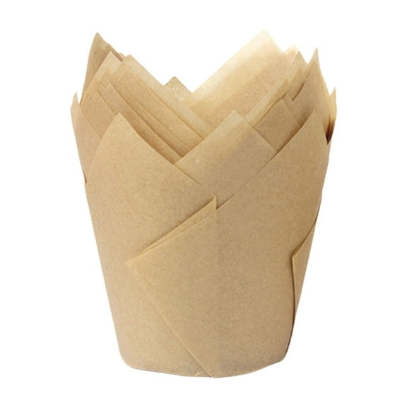 50Pcs Tulips Muffins Cups with Printing Styles Texture Oil Proof Cupcake Liners for Baking Birthdays Weddings Holidays